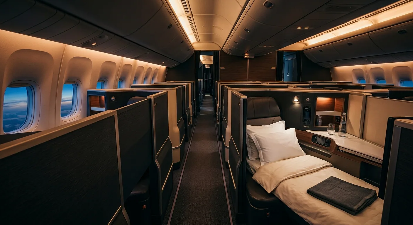Business class cabins on New York to Rome